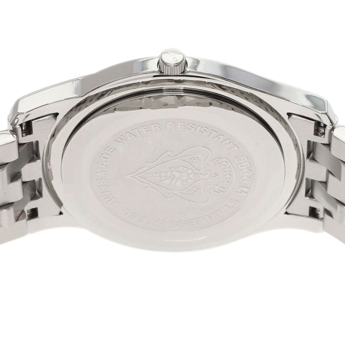 Gucci Watches Quartz 5500M Stainless Steel Silver Round Face Black Dial