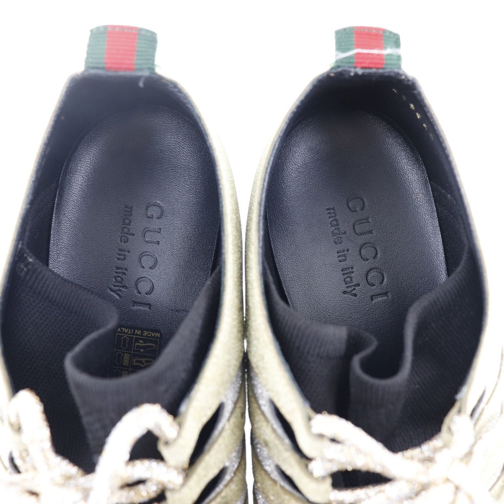 Gucci Sneakers 419548 Rubber Gold Glitter Cat Head Sherry Line Mens 7