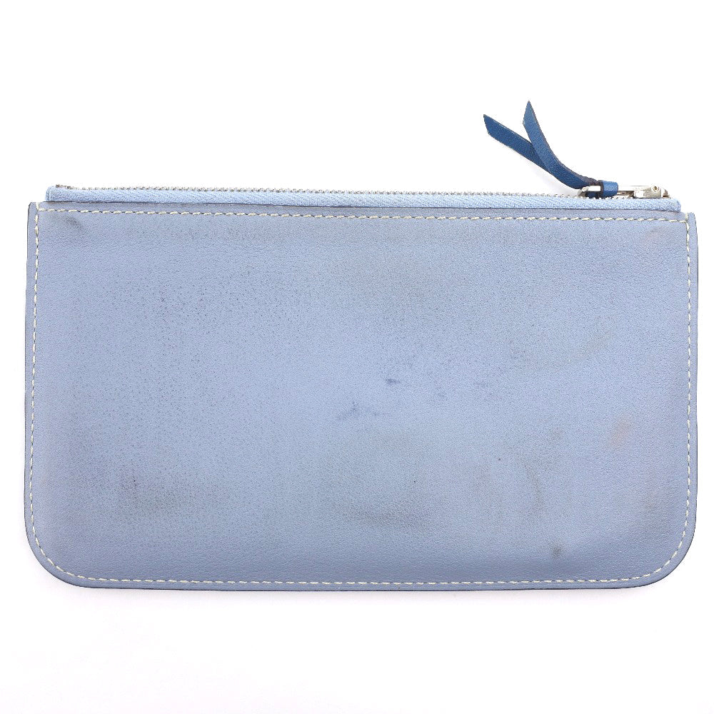 Hermes Long Wallet Purse Calfskin Blue Dogon Unisex(Unisex)