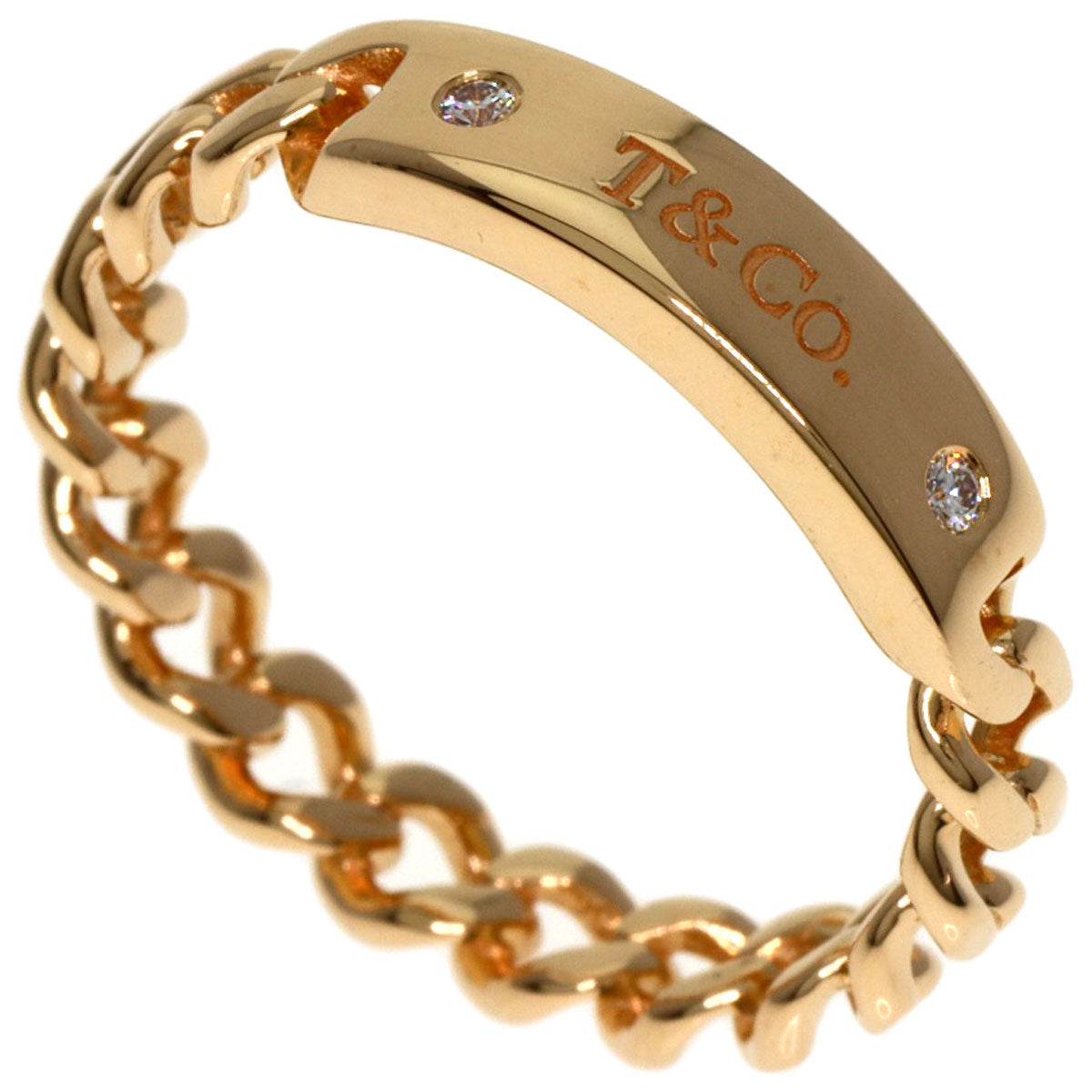 Tiffany&Co. Ring 18K Pink Gold Gold Microlink 2P Diamond