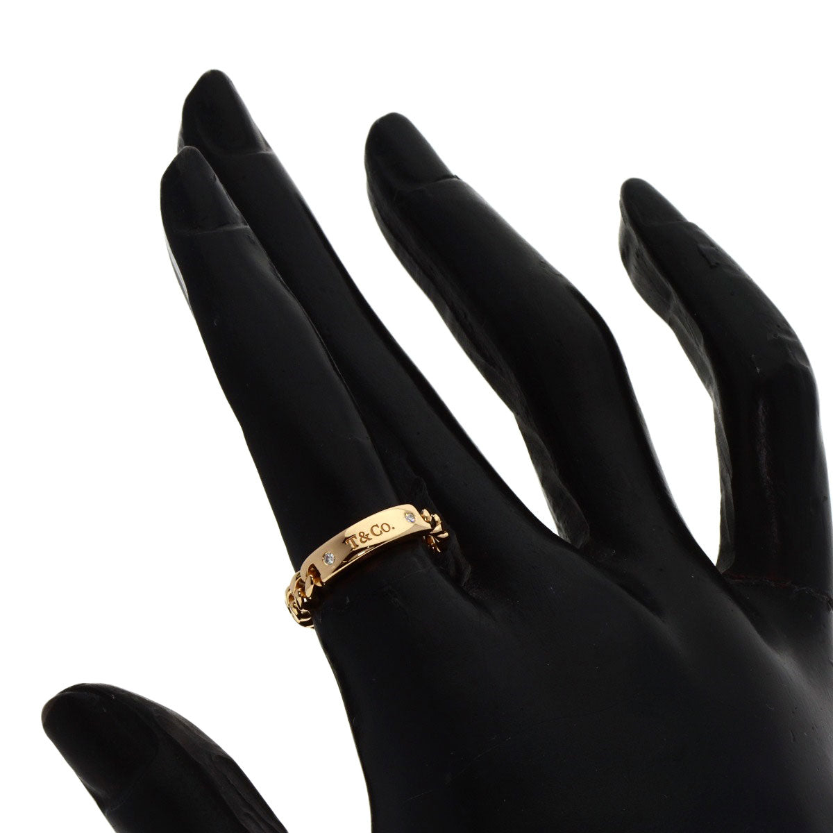 Tiffany&Co. Ring 18K Pink Gold Gold Microlink 2P Diamond