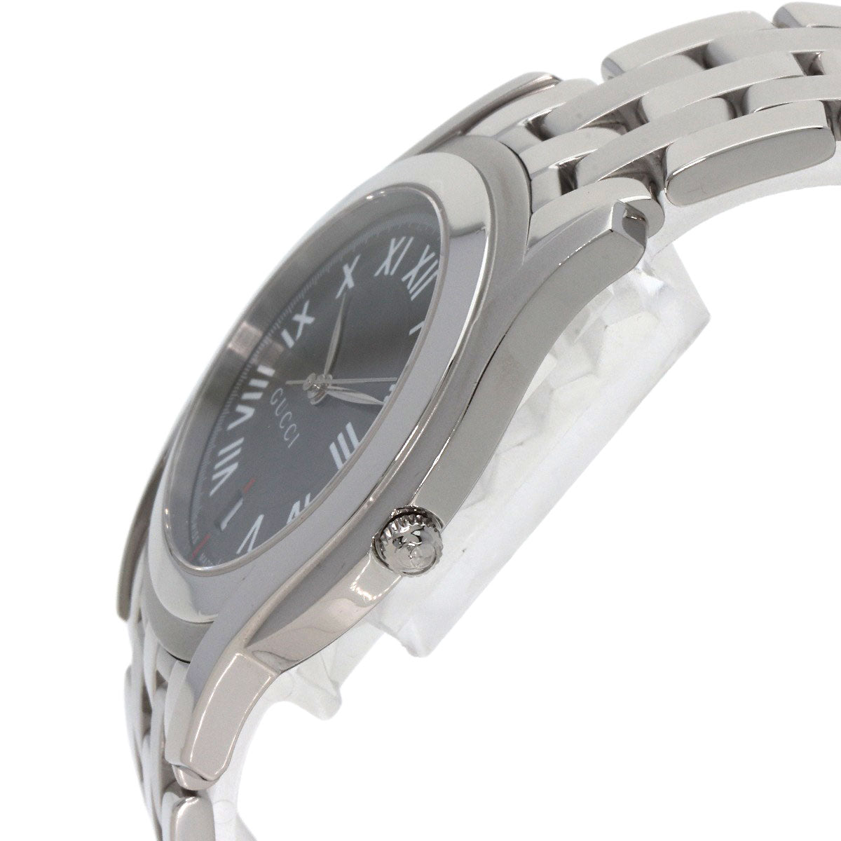 Gucci Watches Quartz 5500M Stainless Steel , Stainless Steel Silver Round Face Gray Dial Mens