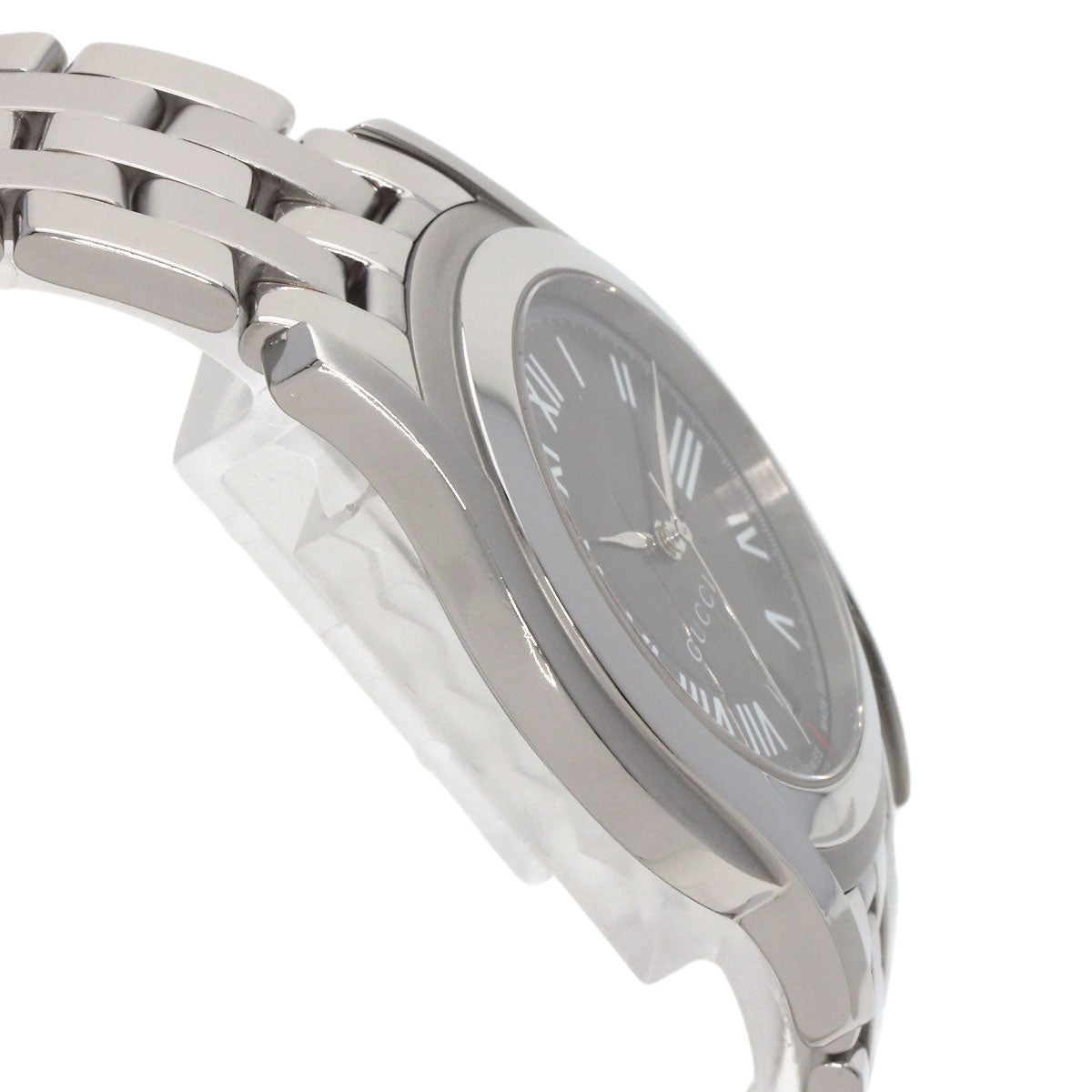 Gucci Watches Quartz 5500M Stainless Steel , Stainless Steel Silver Round Face Gray Dial Mens