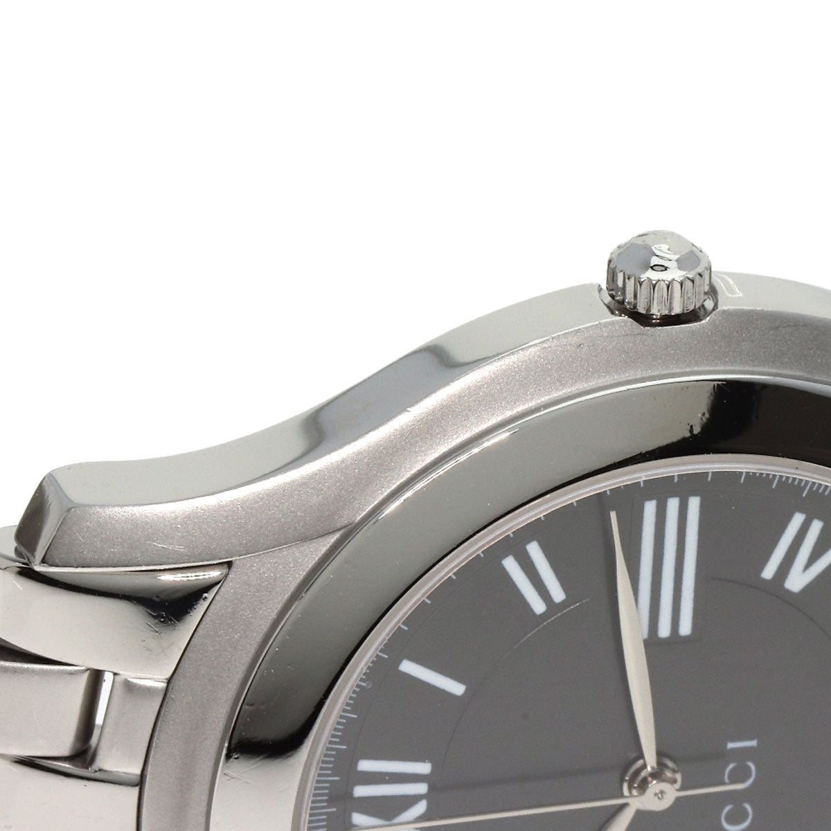 Gucci Watches Quartz 5500M Stainless Steel , Stainless Steel Silver Round Face Gray Dial Mens
