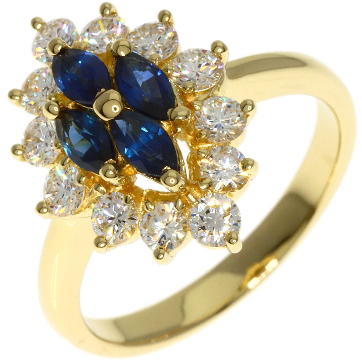 Queen Ring 18K Yellow Gold Gold Sapphire Diamond