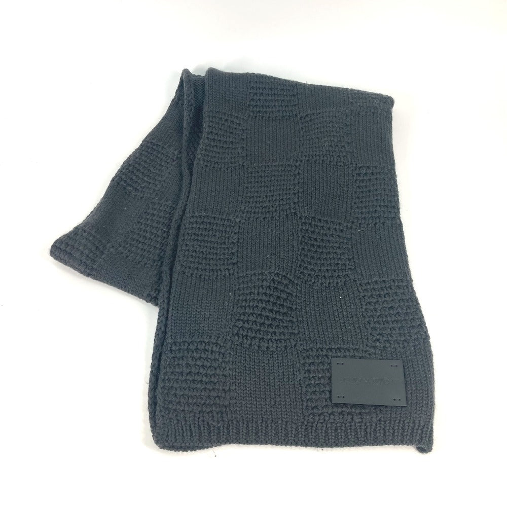 Louis Vuitton Scarf Wool Gray Leather Tag Leather Tag Damier Mens