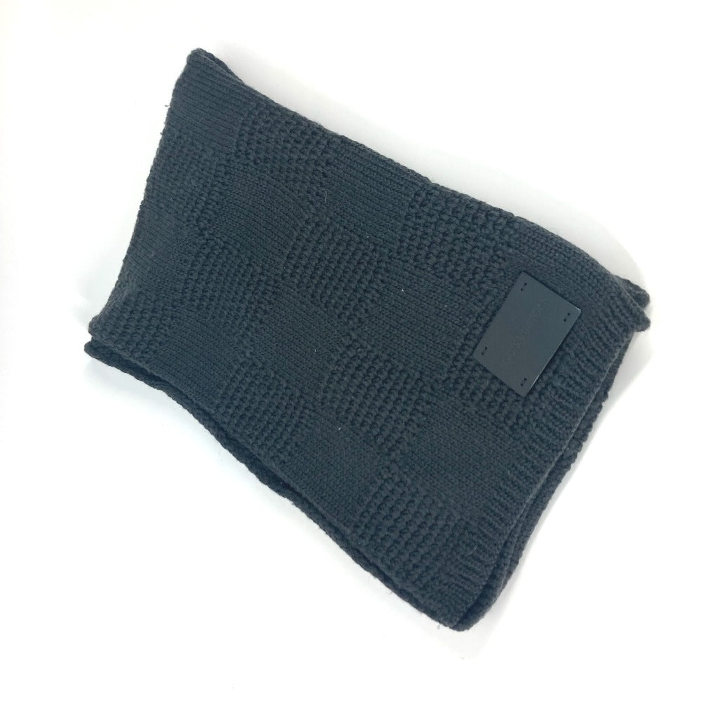 Louis Vuitton Scarf Wool Gray Leather Tag Leather Tag Damier Mens