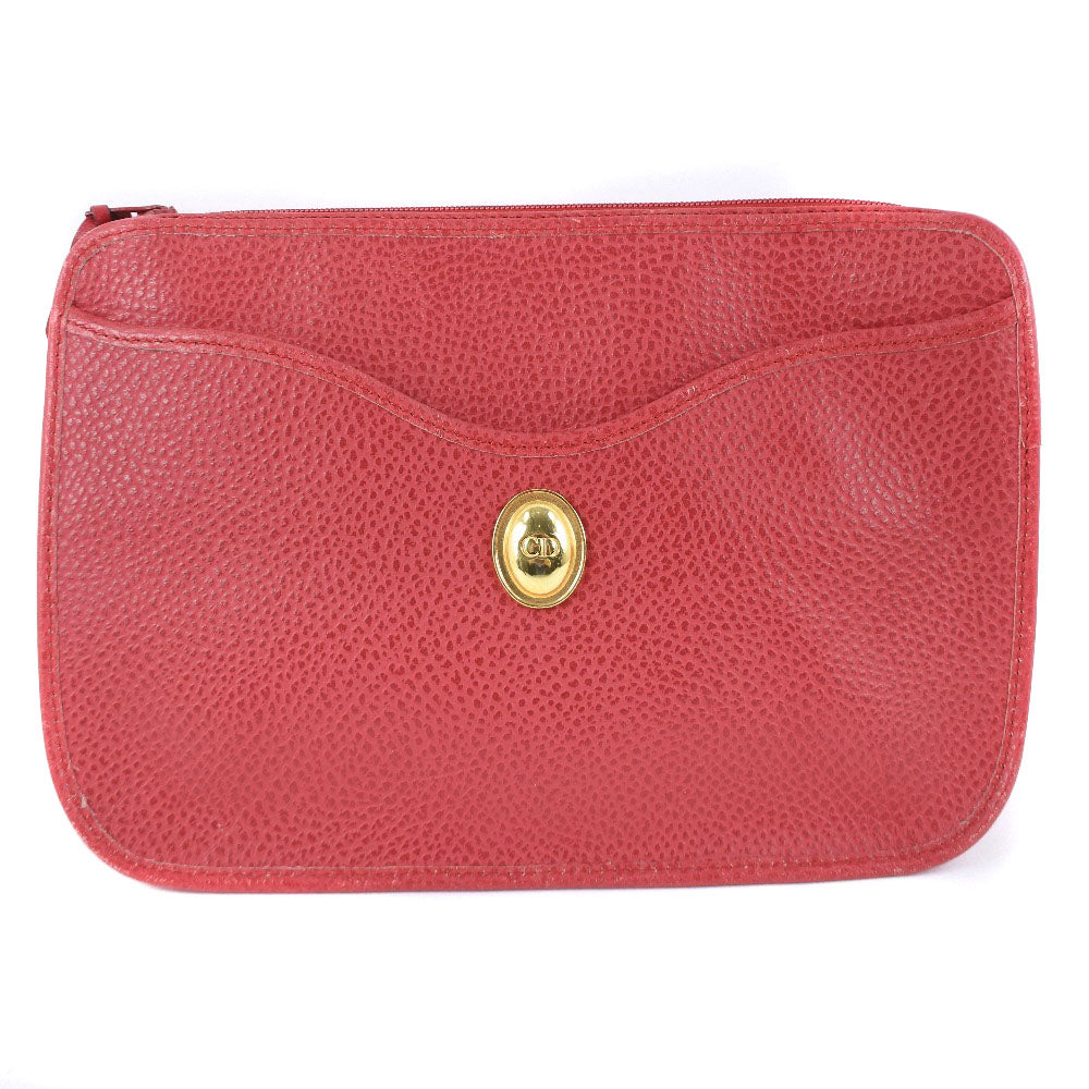 Christian Dior Clutch Bag Leather Red Women