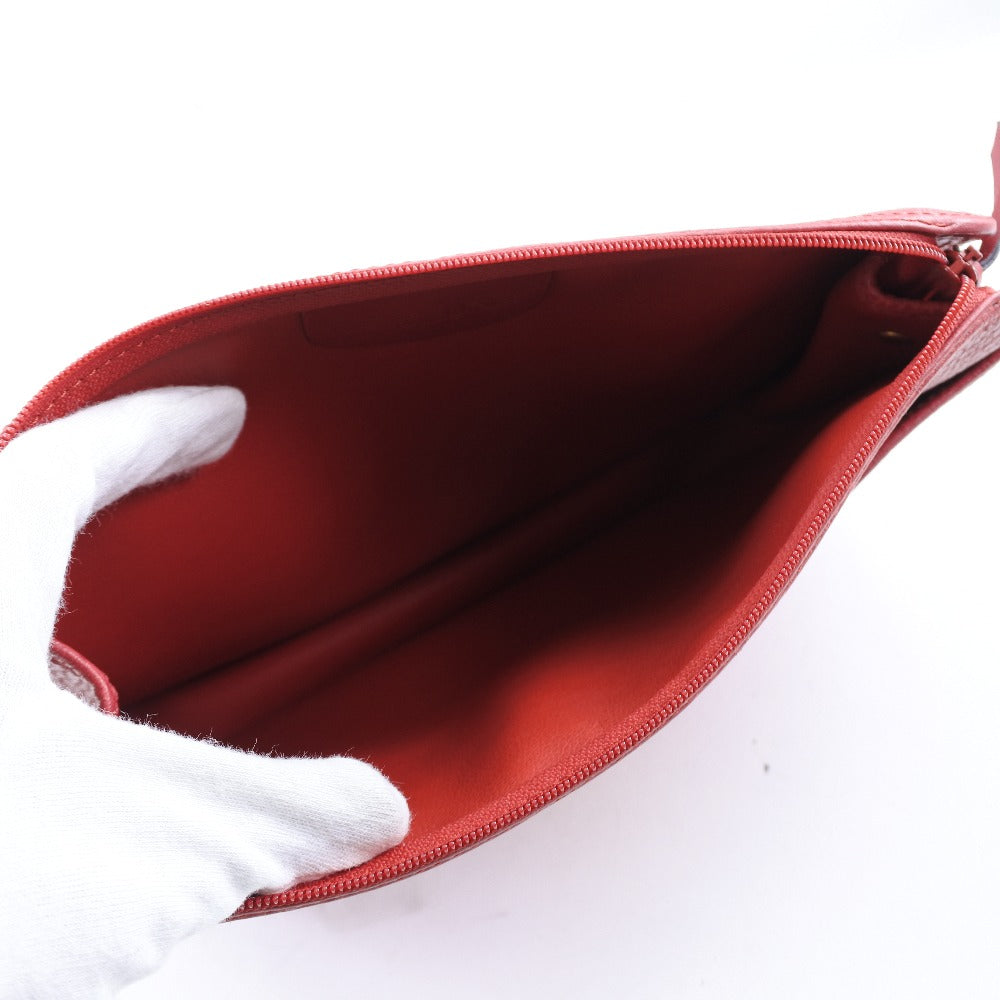 Christian Dior Clutch Bag Leather Red Women