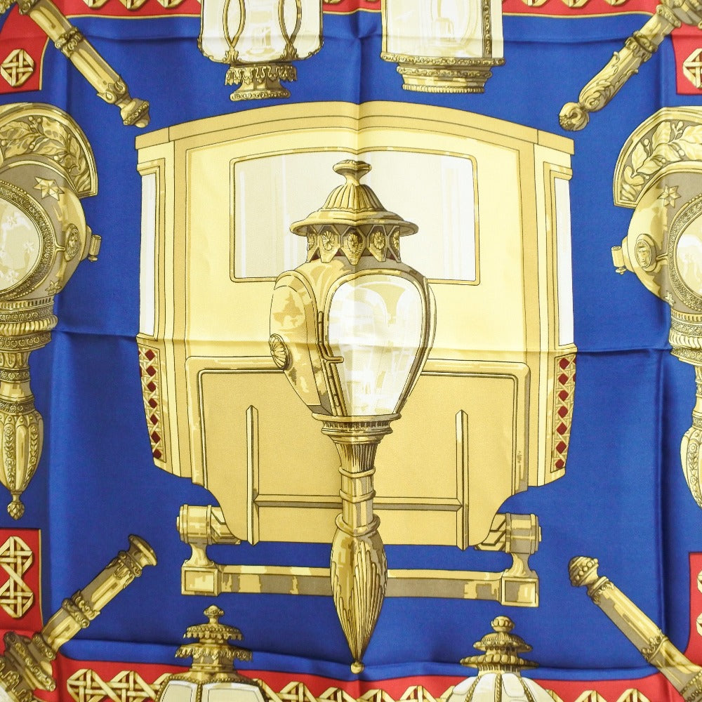 Hermes Scarf Silk Red / Yellow / Blue Feux De Route Carre90 Women