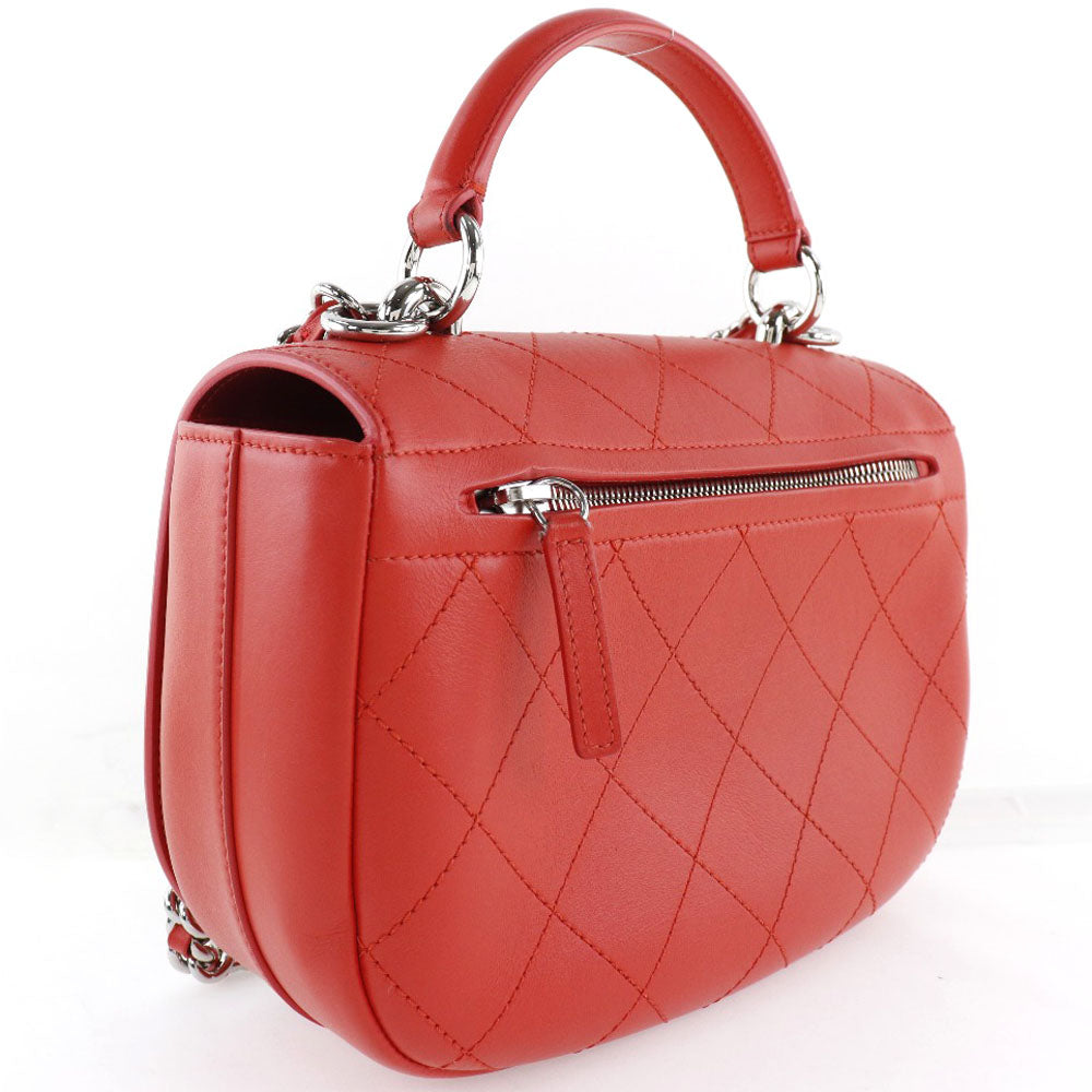 Chanel Shoulder Bag Calfskin Red 2Way Matrasse Chainshoulder Women