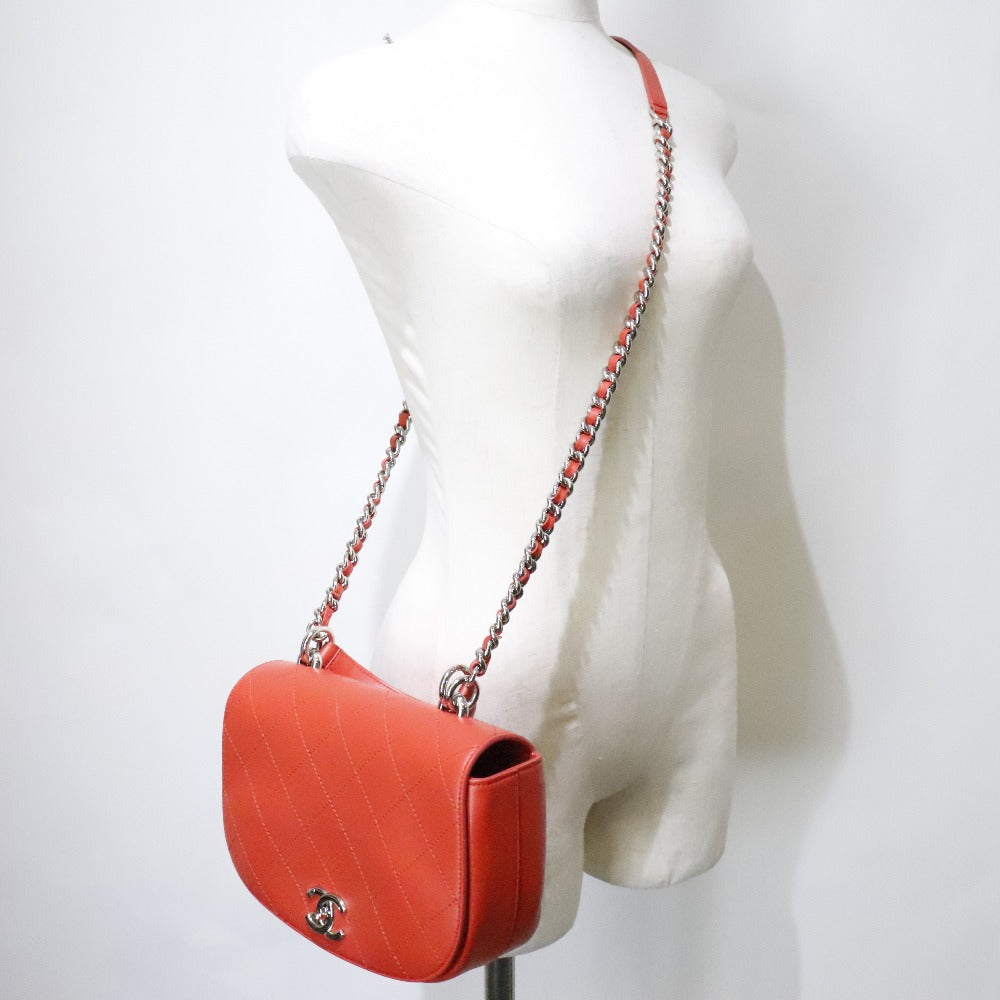 Chanel Shoulder Bag Calfskin Red 2Way Matrasse Chainshoulder Women