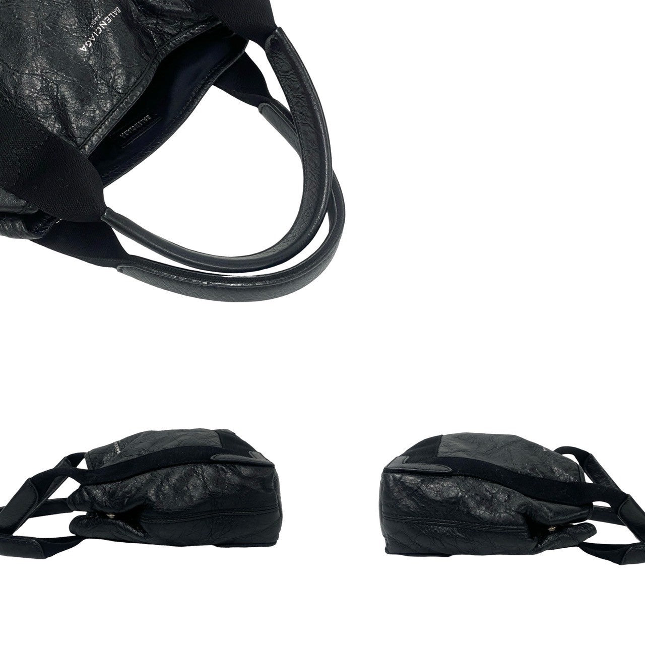 Balenciaga Shoulder Bag Leather Black Navy Kabas Women