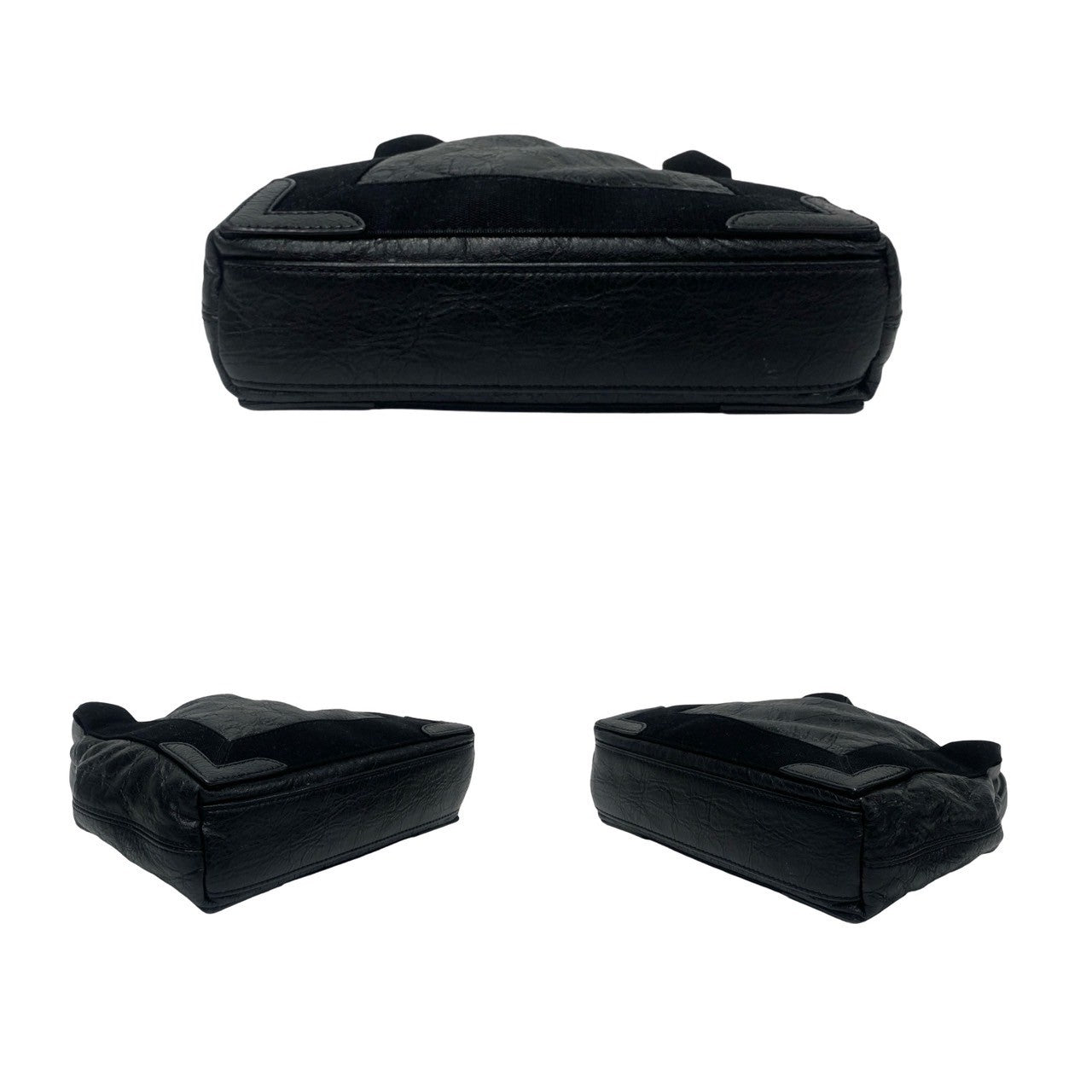 Balenciaga Shoulder Bag Leather Black Navy Kabas Women