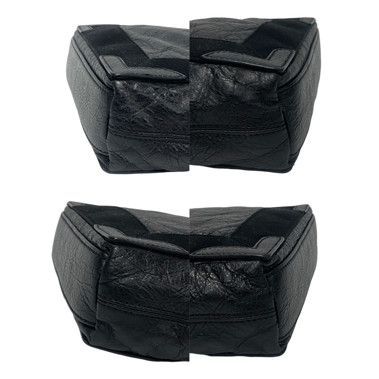 Balenciaga Shoulder Bag Leather Black Navy Kabas Women