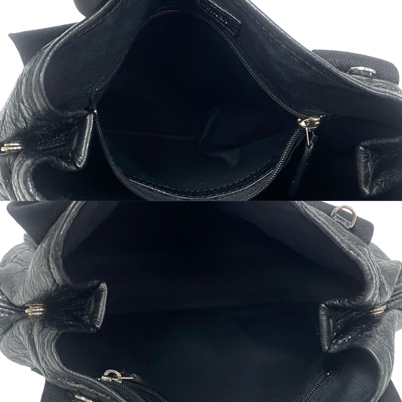 Balenciaga Shoulder Bag Leather Black Navy Kabas Women
