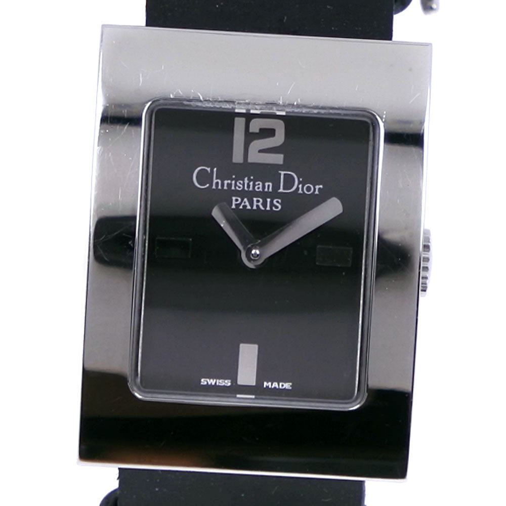 Christian Dior Watches Quartz D78-109 Stainless Steel , Leather Silver- Maris Black Dial Women