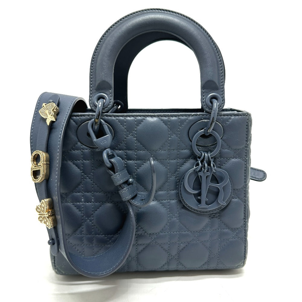 Dior Handbag Lambskin Blue Lady Dior