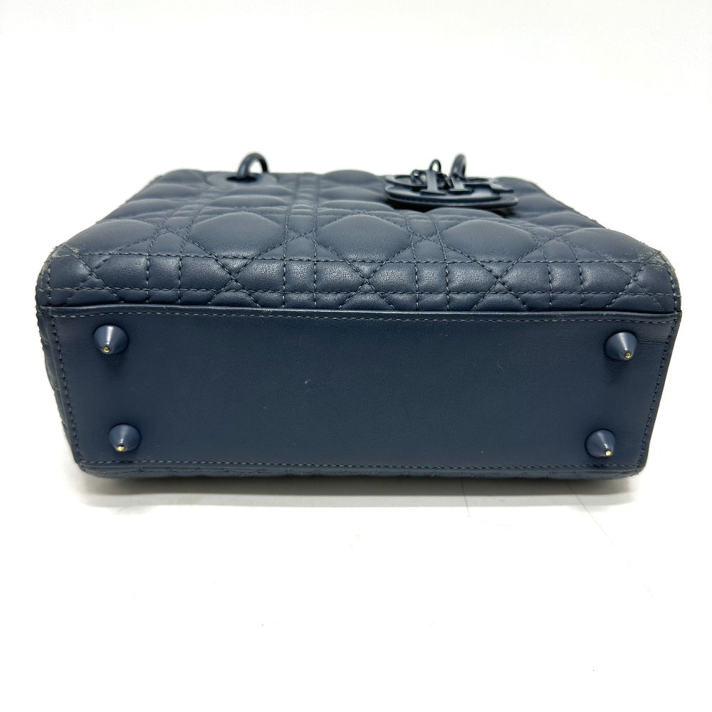 Dior Handbag Lambskin Blue Lady Dior Women