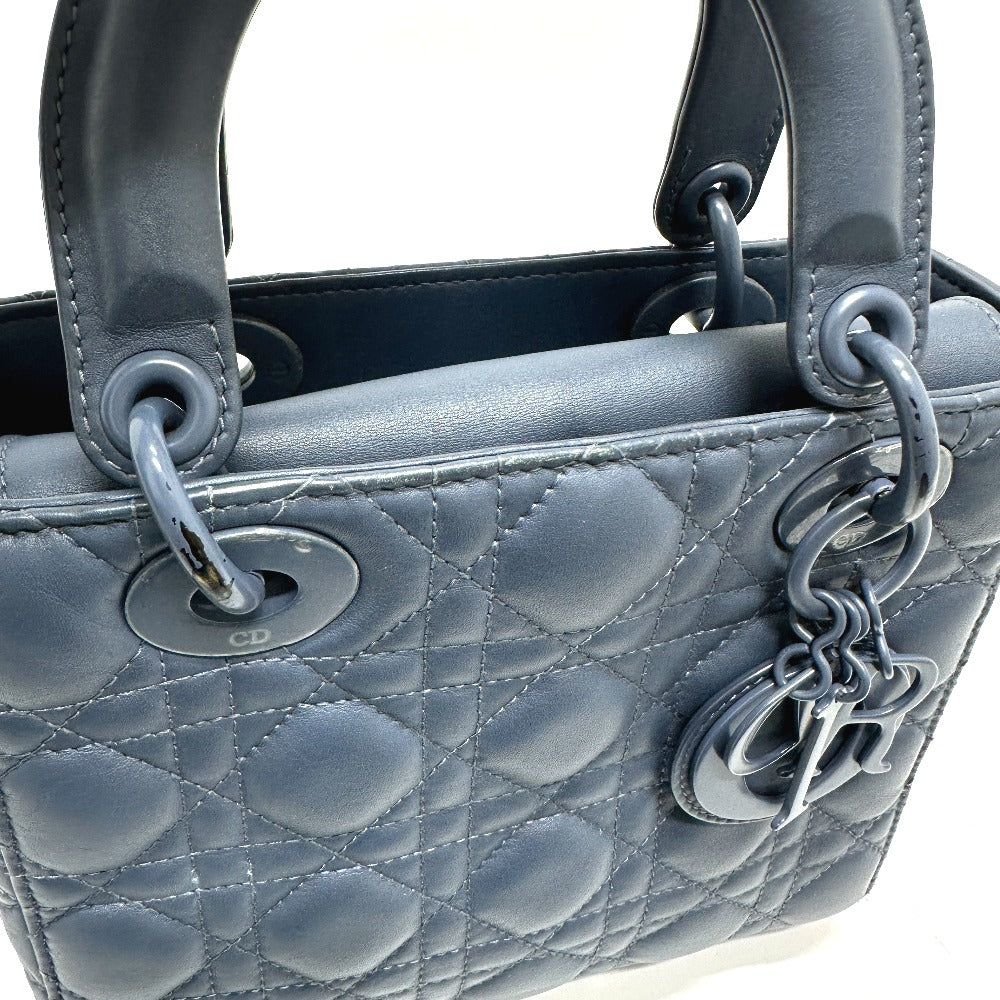 Dior Handbag Lambskin Blue Lady Dior
