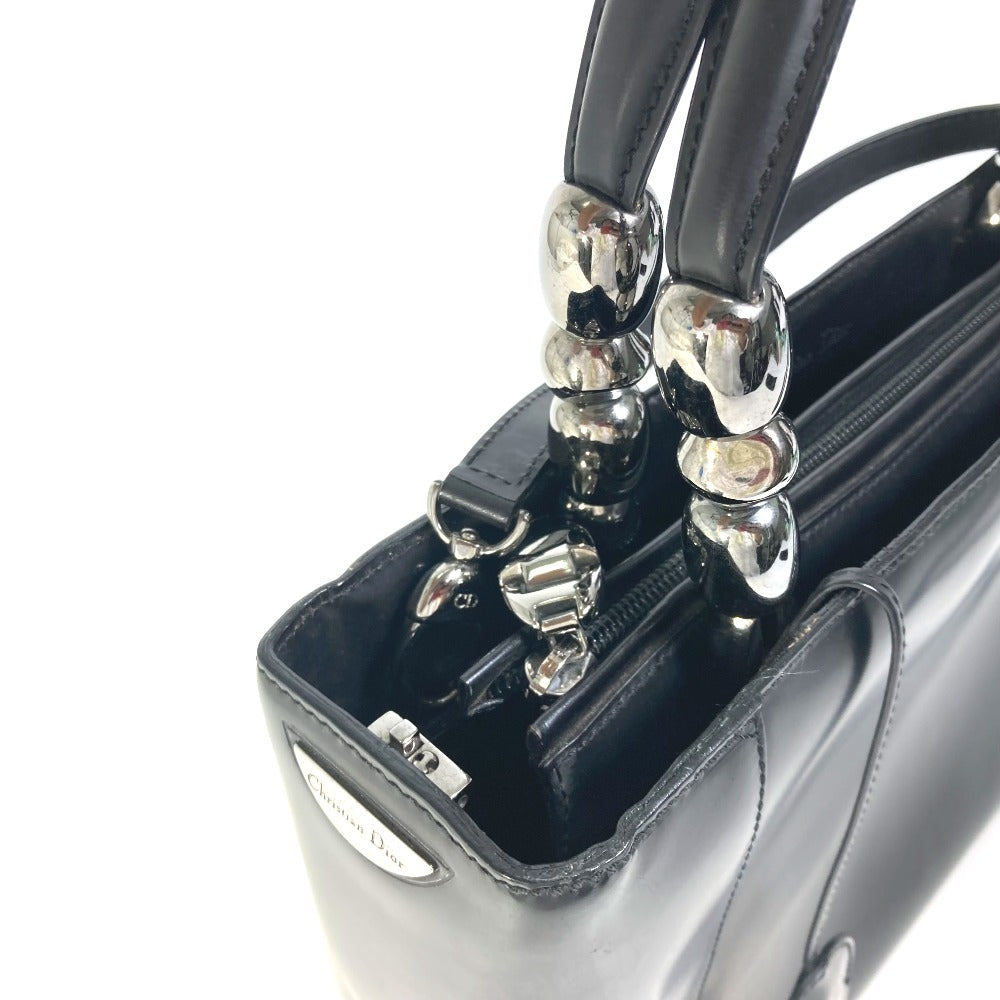 Dior Handbag Leather Black 2Way Bag Maris Pearl Women