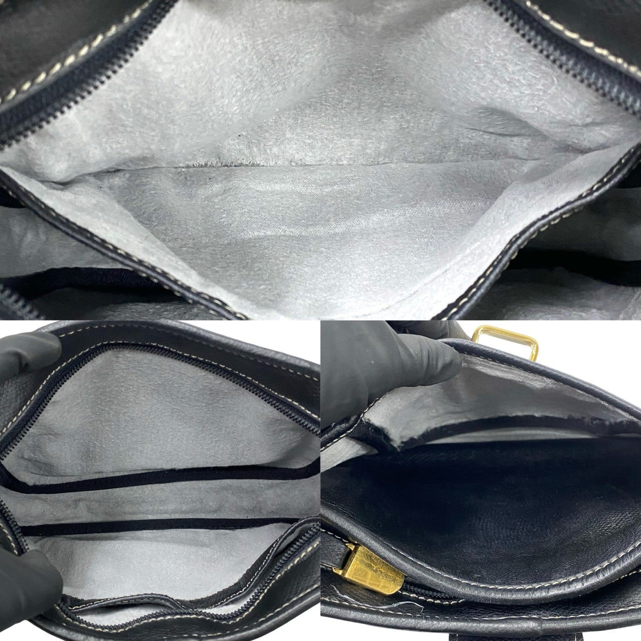Loewe Shoulder Bag Leather Navy Anagram Logo Women