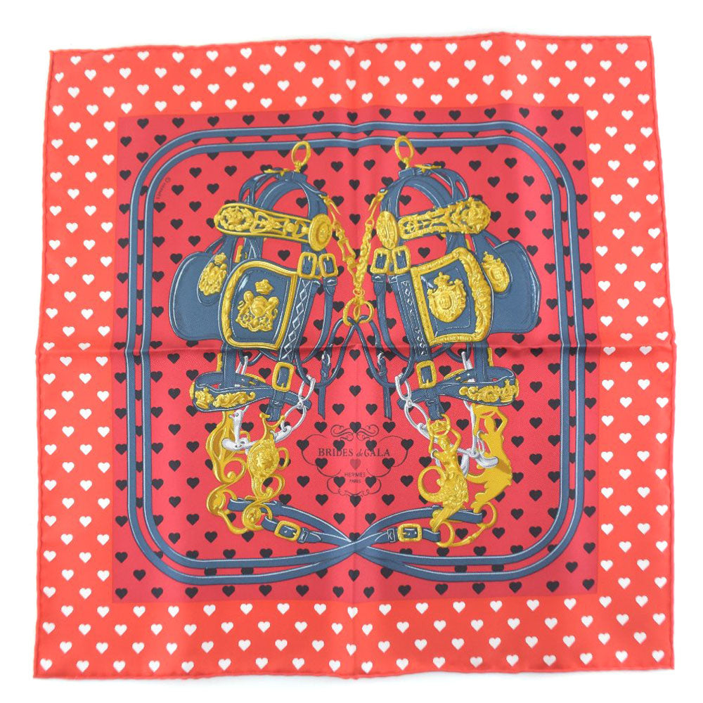 Hermes Scarf Silk Red Heart Carre42 Women