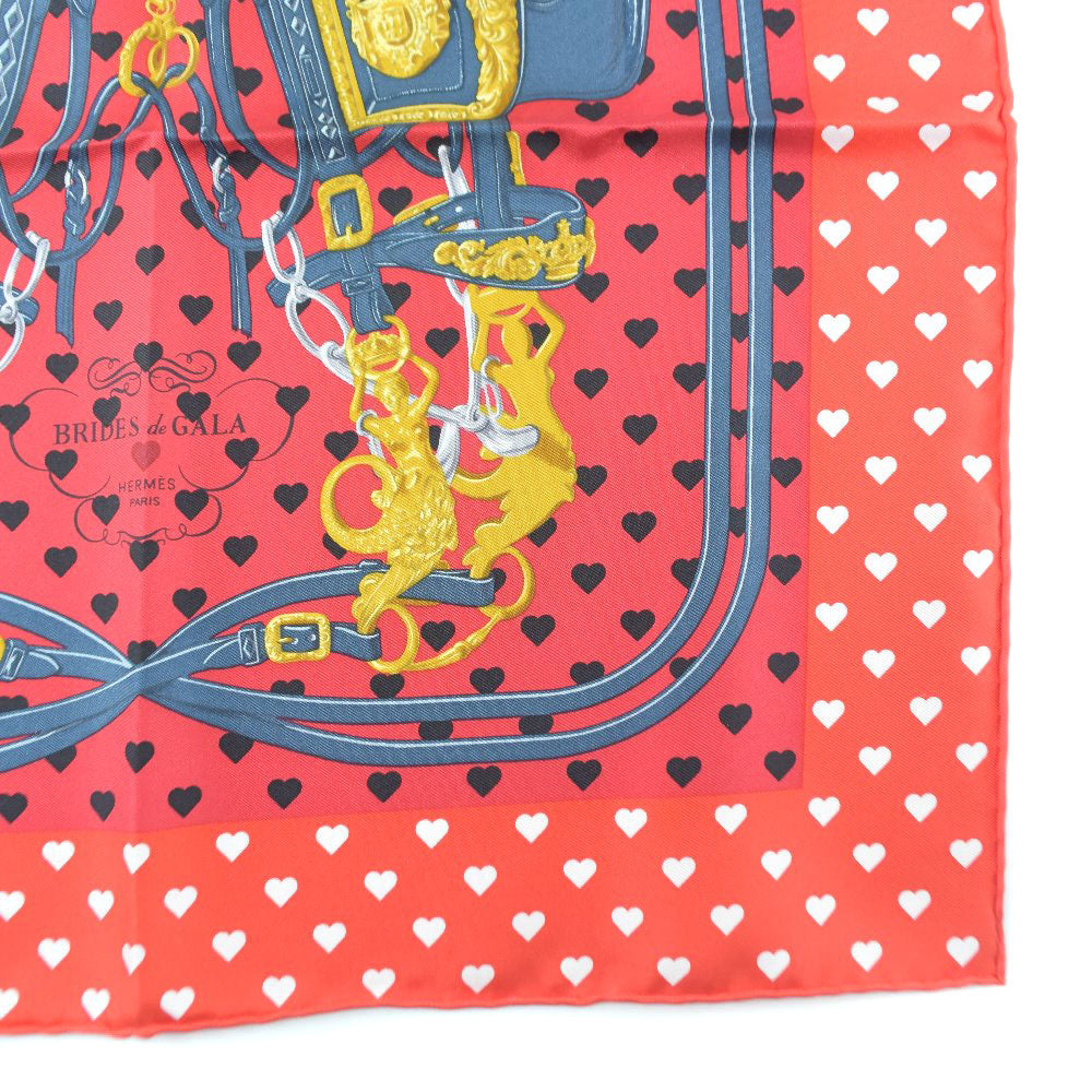 Hermes Scarf Silk Red Heart Carre42 Women