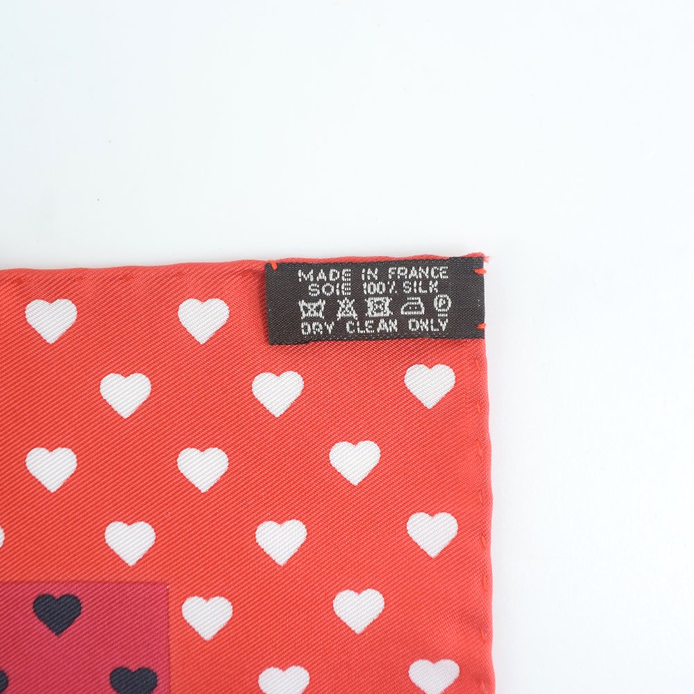Hermes Scarf Silk Red Heart Carre42 Women