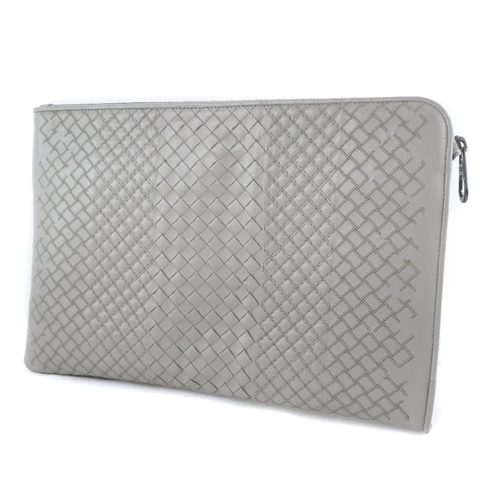 Bottegaveneta Clutch Bag Calfskin Gray Intrecciato Mens