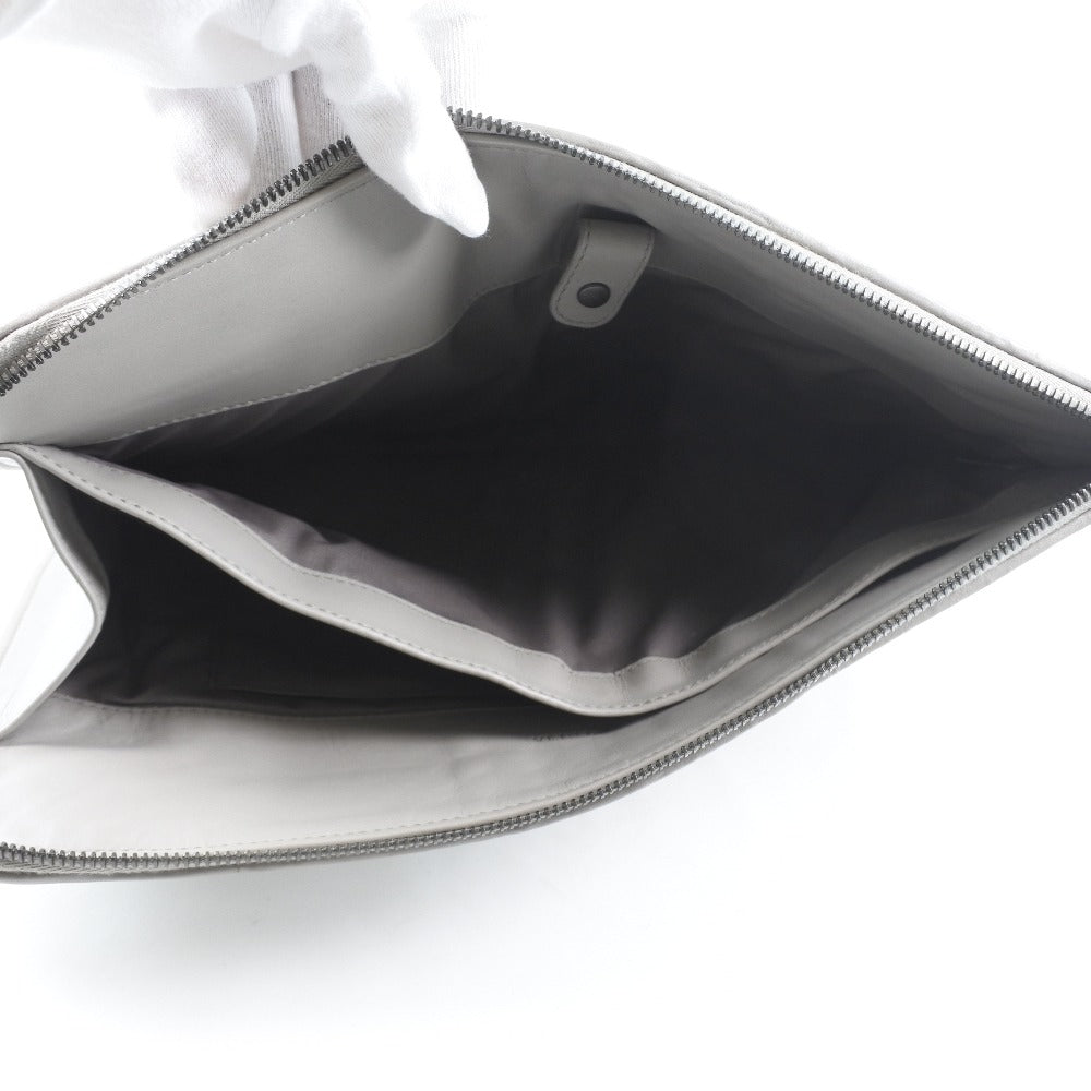Bottegaveneta Clutch Bag Calfskin Gray Intrecciato Mens
