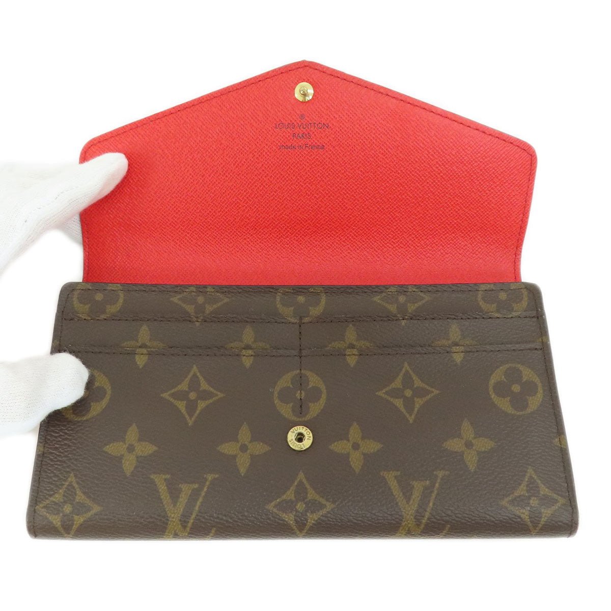 Louis Vuitton Long Wallet Purse M62236 Monogram Canvas Brown Portefeuille Sarah Monogram Coquelicot