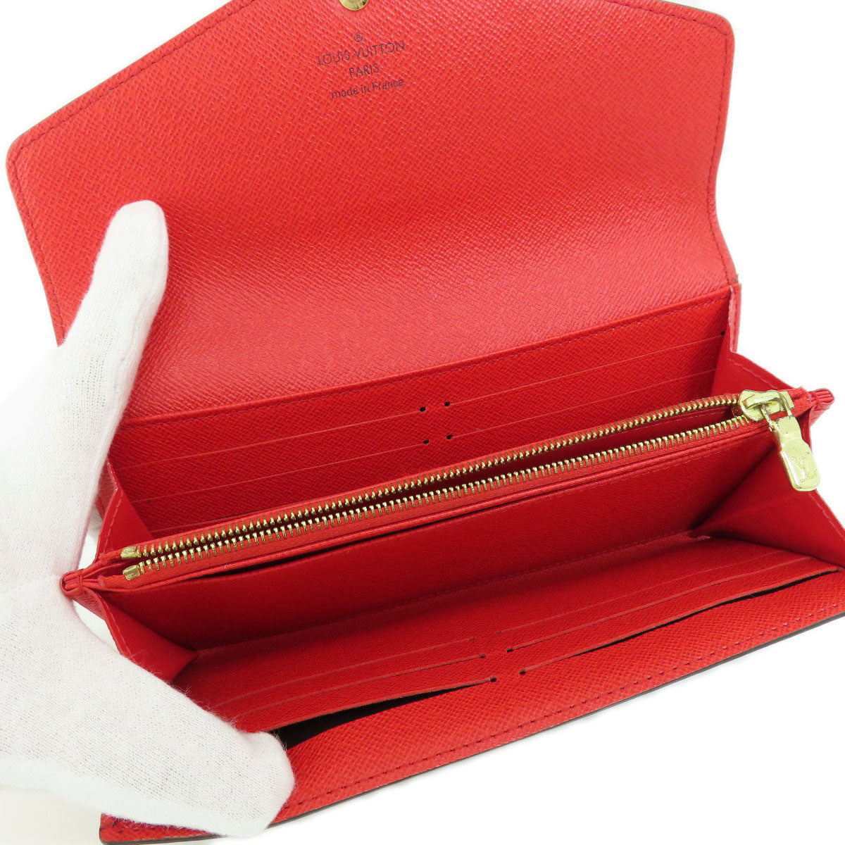 Louis Vuitton Long Wallet Purse M62236 Monogram Canvas Brown Portefeuille Sarah Monogram Coquelicot