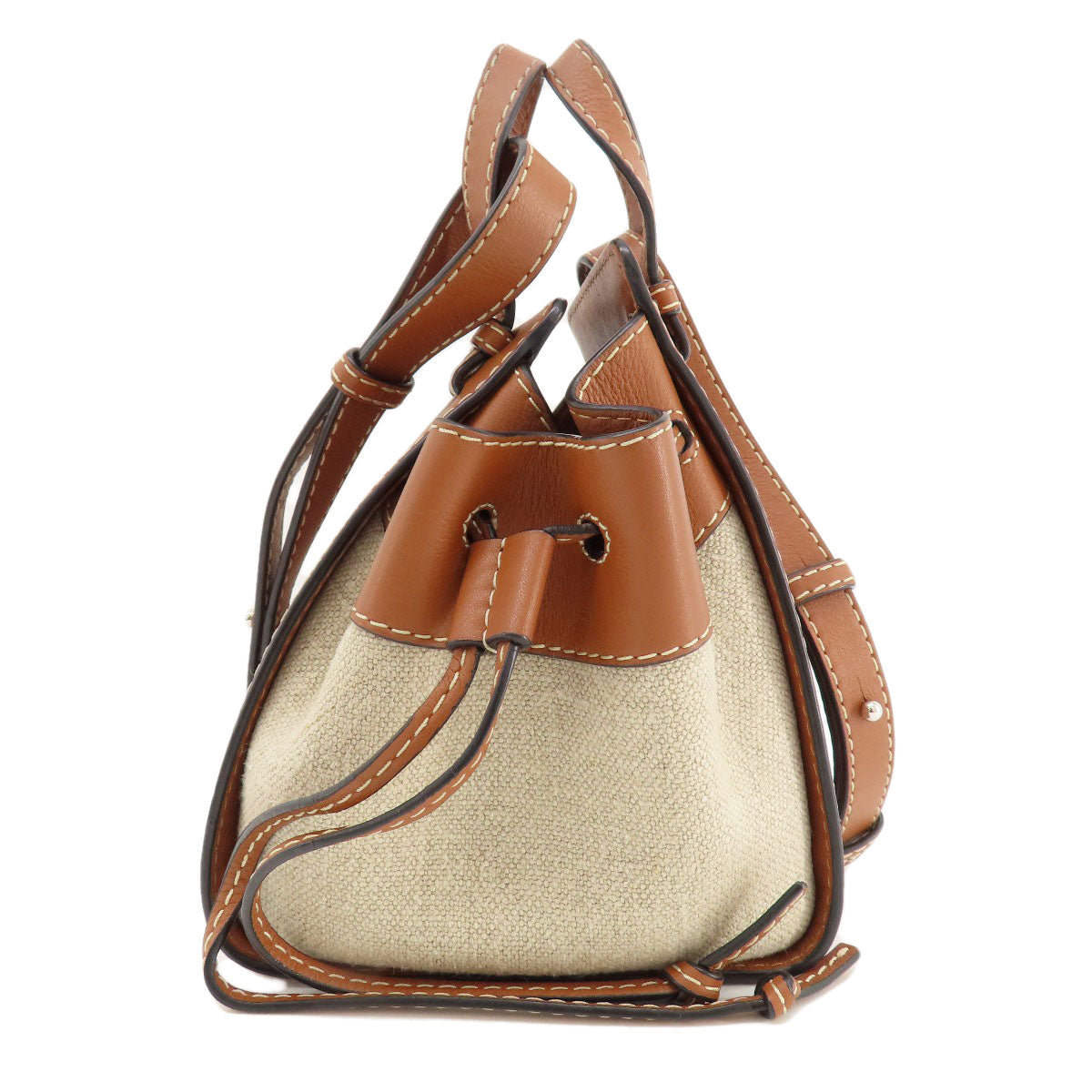 Loewe Handbag 314.39.V07 Canvas, Leather Brown Anagram Hammock 2Way Women