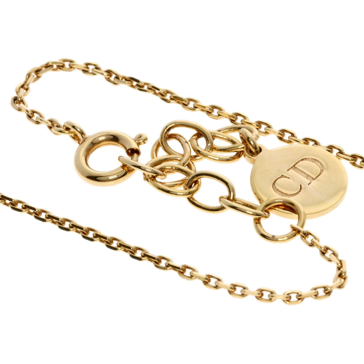 Christian Dior Necklace Metallic Gold Logo Motif Women