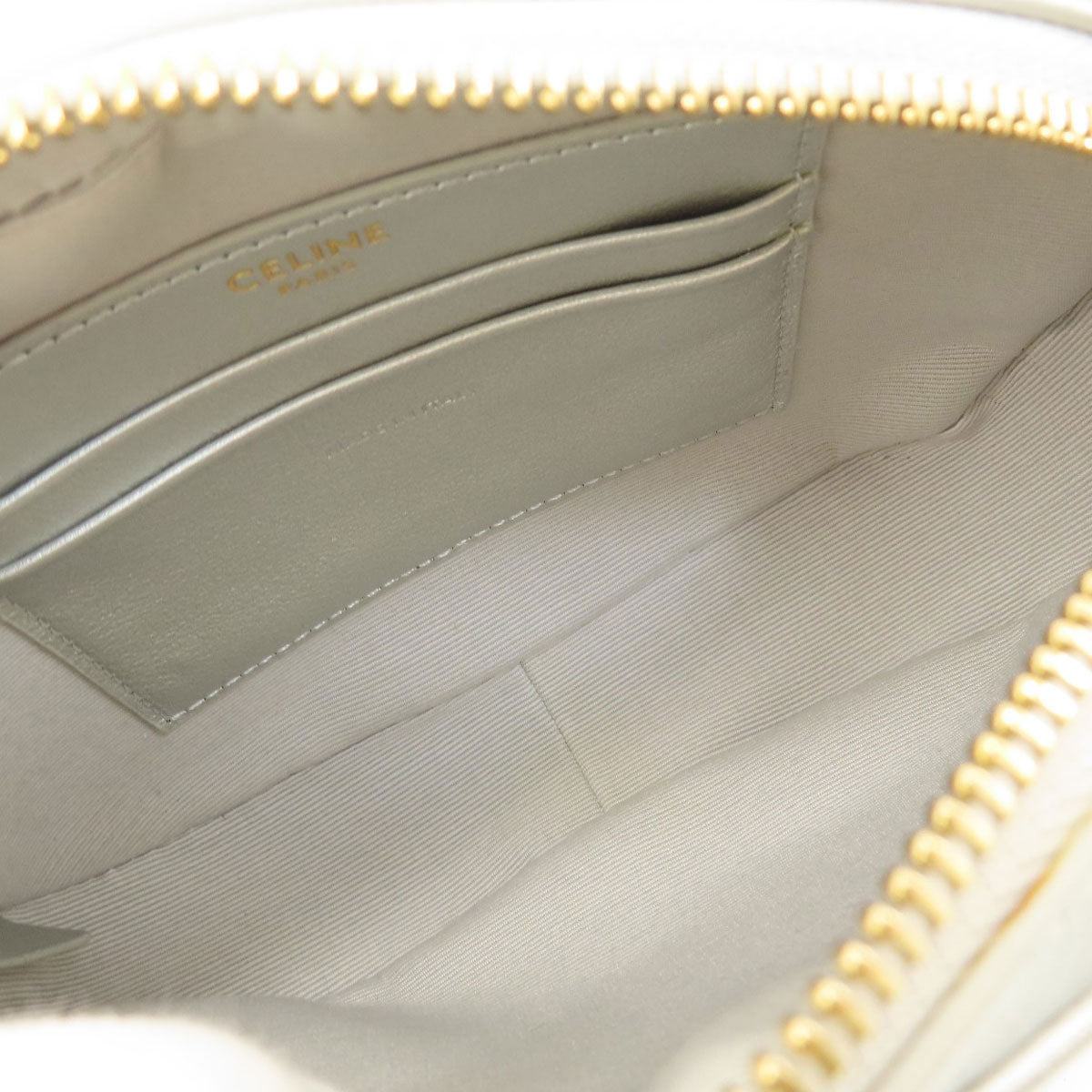 Celine Shoulder Bag Leather Silver Long Shoulder Women