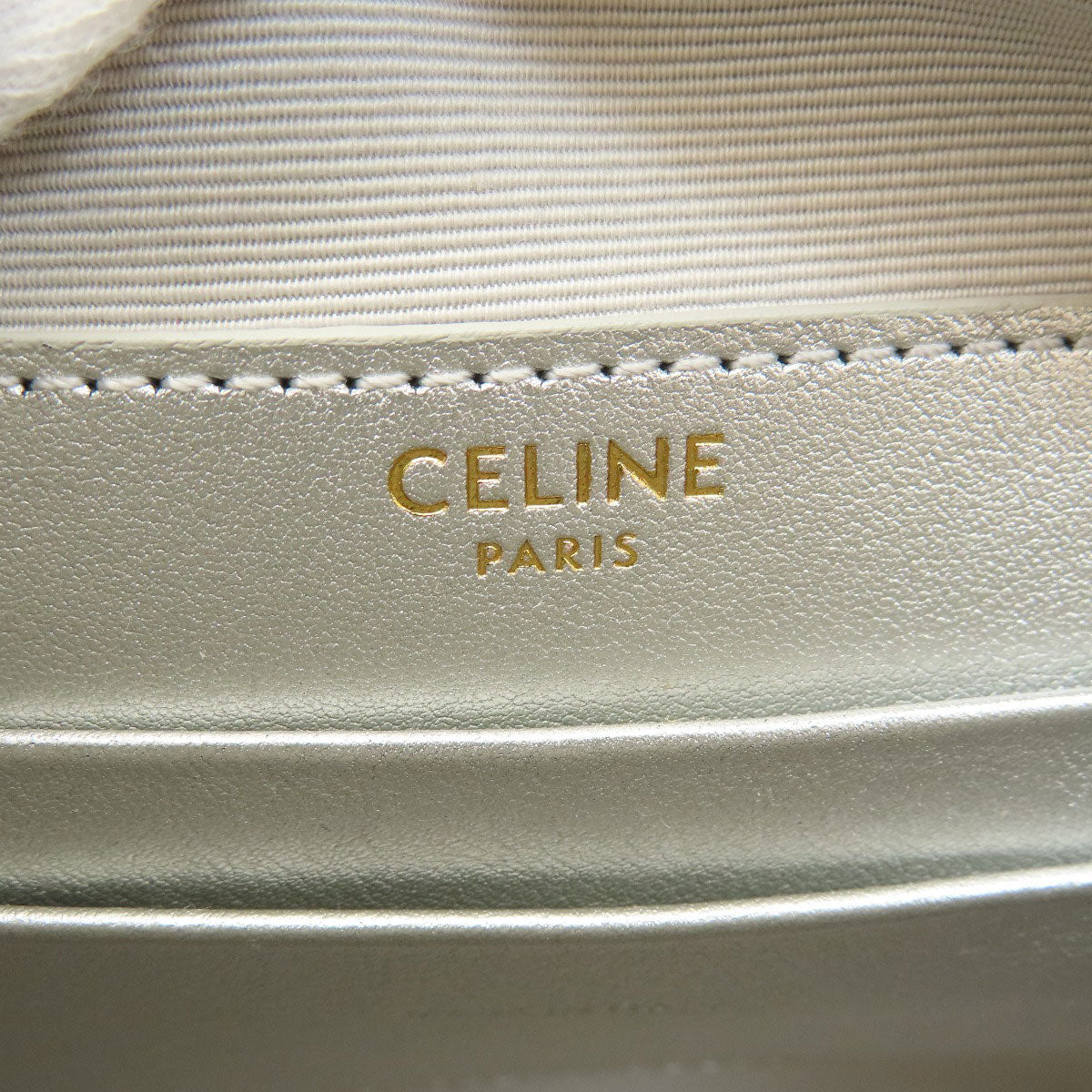 Celine Shoulder Bag Leather Silver Long Shoulder Women