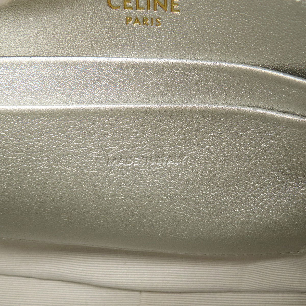 Celine Shoulder Bag Leather Silver Long Shoulder Women
