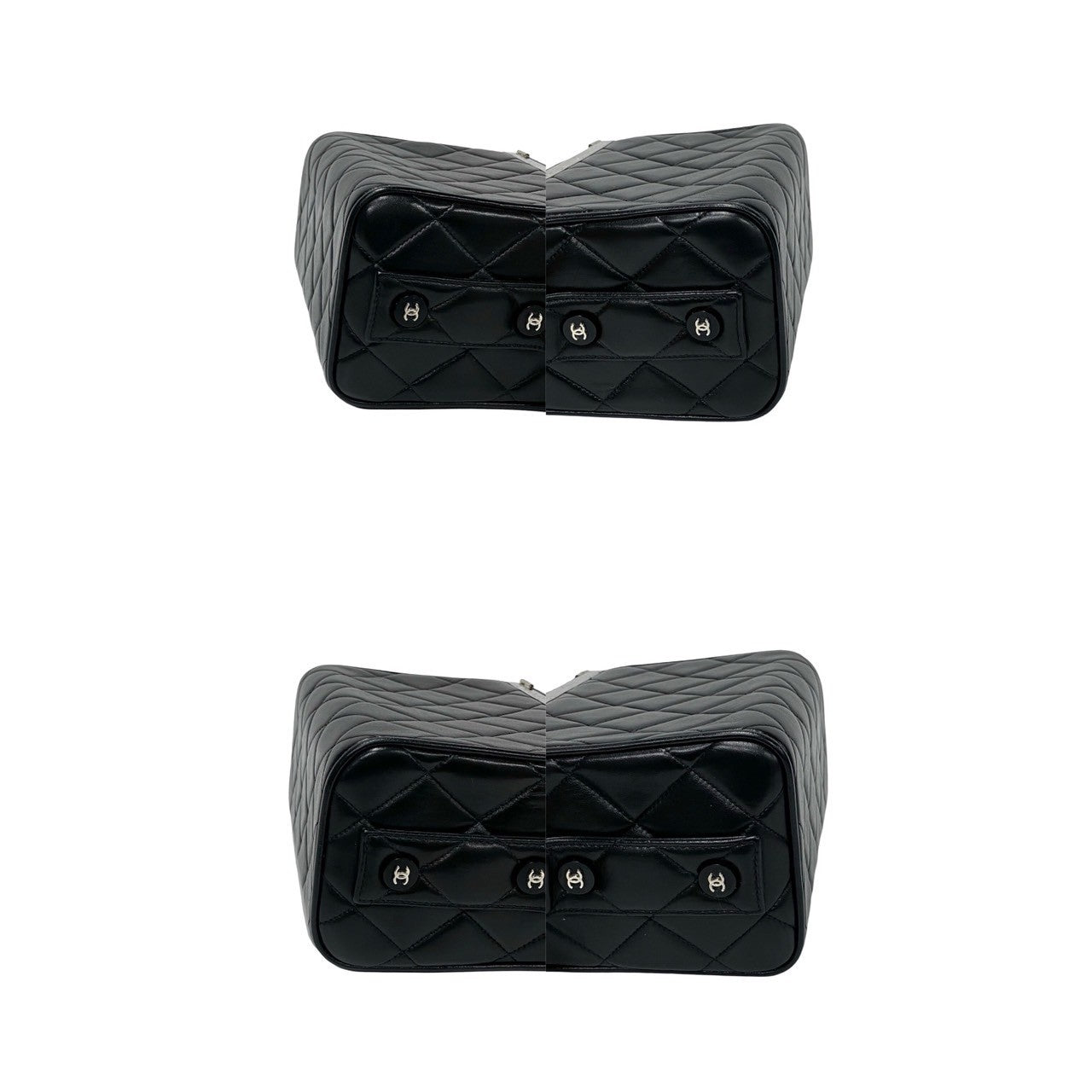 Chanel Handbag Leather Black Vanity Bag Matrasse Kannon Vanity Women