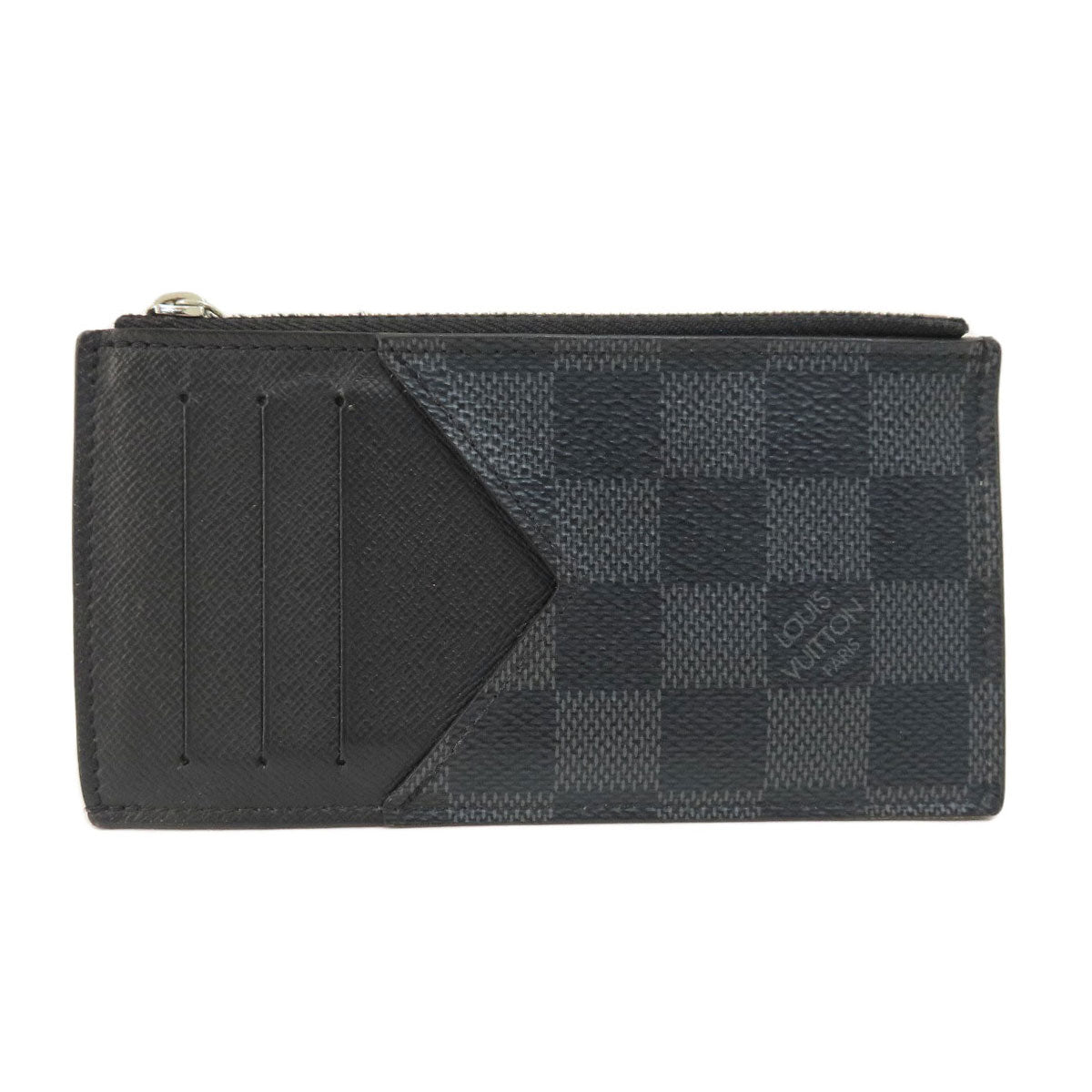 Louis Vuitton Coin Case N64038 Damier Canvas Black Coin Card Holder Damier Graphite Mens
