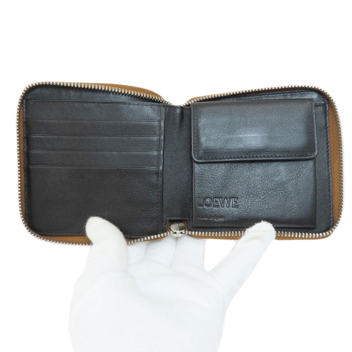 Loewe Bifold Wallet Leather Brown Puzzle Women
