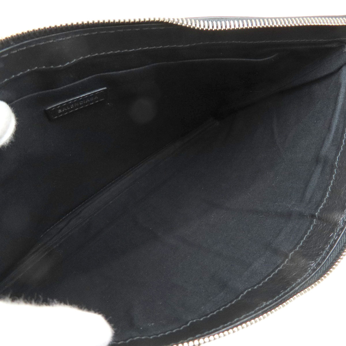 Balenciaga Clutch Bag 373834 Leather Black Logo Women