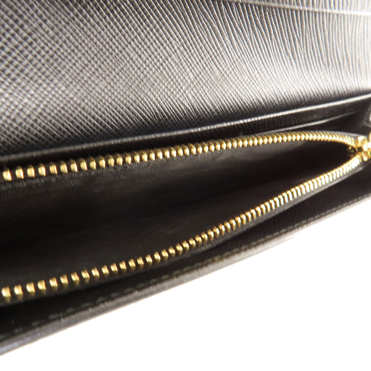 Prada Long Wallet Purse Leather Black Logo Saffiano Women