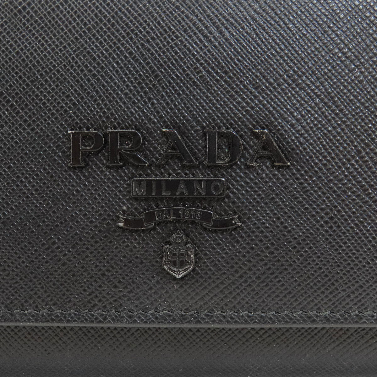 Prada Long Wallet Purse Leather Black Logo Saffiano Women