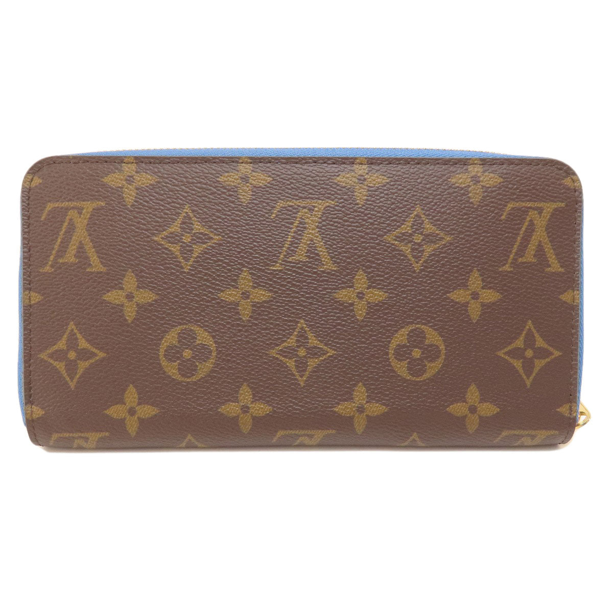 Louis Vuitton Long Wallet Purse M63894 Monogram Canvas Brown Zippy Wallet Monogram Blue Jean Women