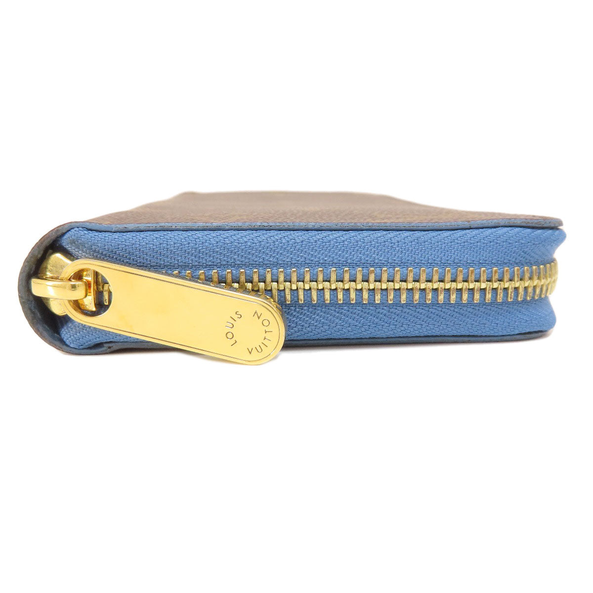 Louis Vuitton Long Wallet Purse M63894 Monogram Canvas Brown Zippy Wallet Monogram Blue Jean Women