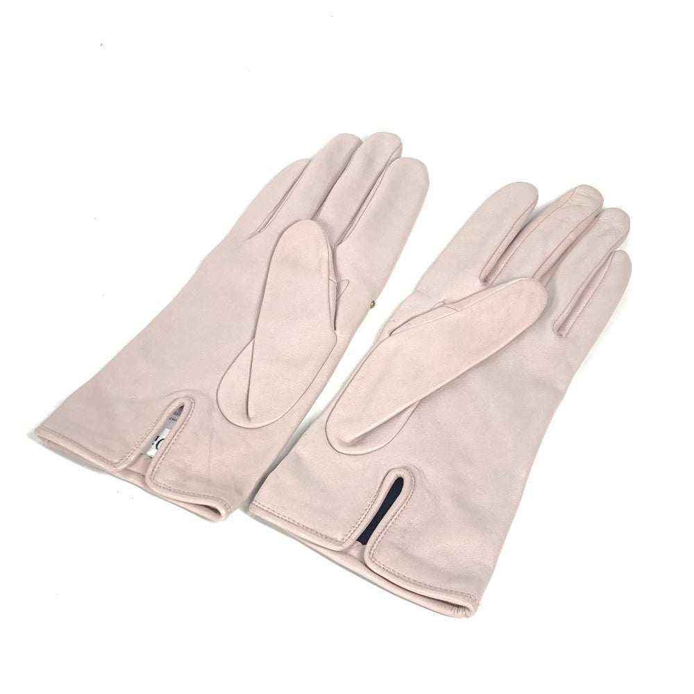 Dior Gloves Leather Pink Studs Cannage Women 8