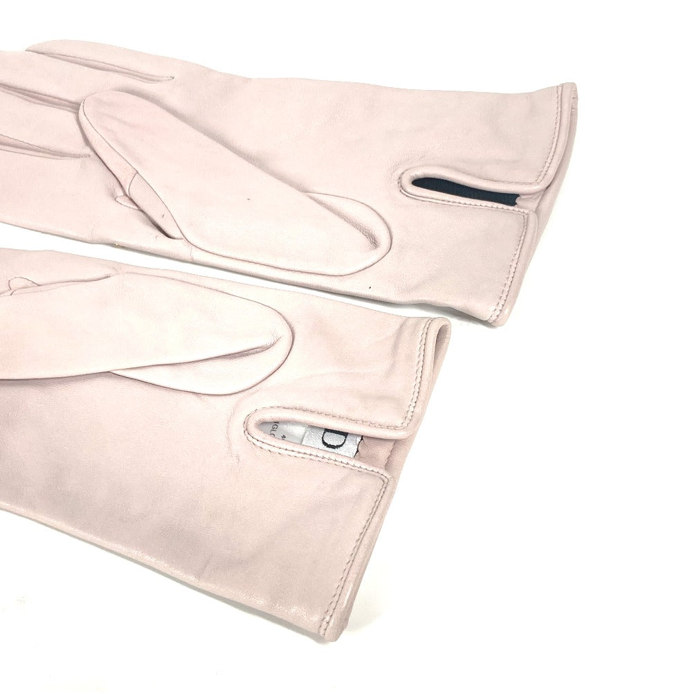 Dior Gloves Leather Pink Studs Cannage Women 8