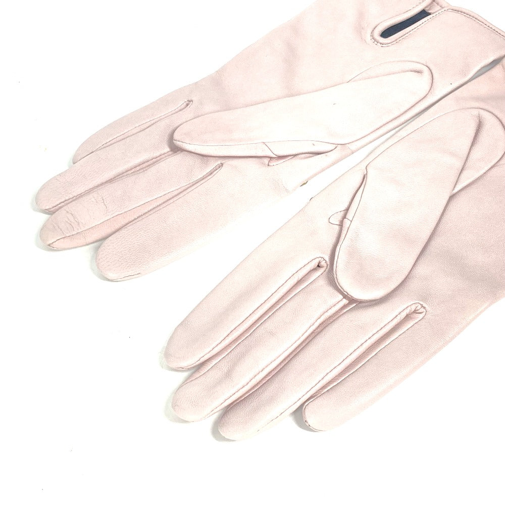 Dior Gloves Leather Pink Studs Cannage Women 8