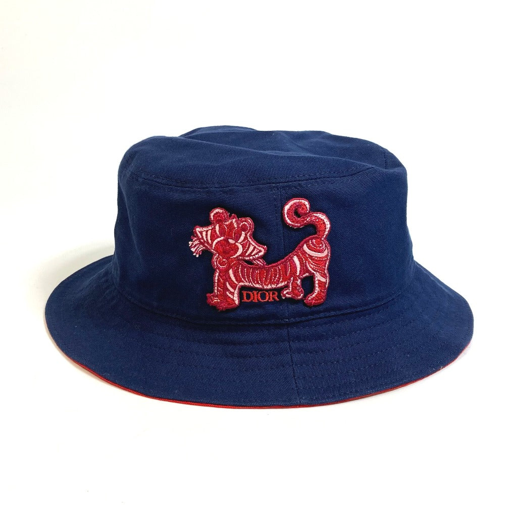 Dior Hat Cotton Blue Embroidered Tiger Patch Kenny Scharf Unisex(Unisex) M